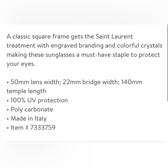 Saint Laurent YSL Special Edition Sunglasses - Picture 9 of 9